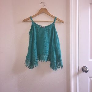 turquoise lace tank top